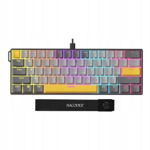 AJAZZ NK61 Wired Gaming Mechanical Keyboard 60% RGB Hot-Swappable 61 Keys Red Switch Mini Keyboard for Gamer PC - Grijs